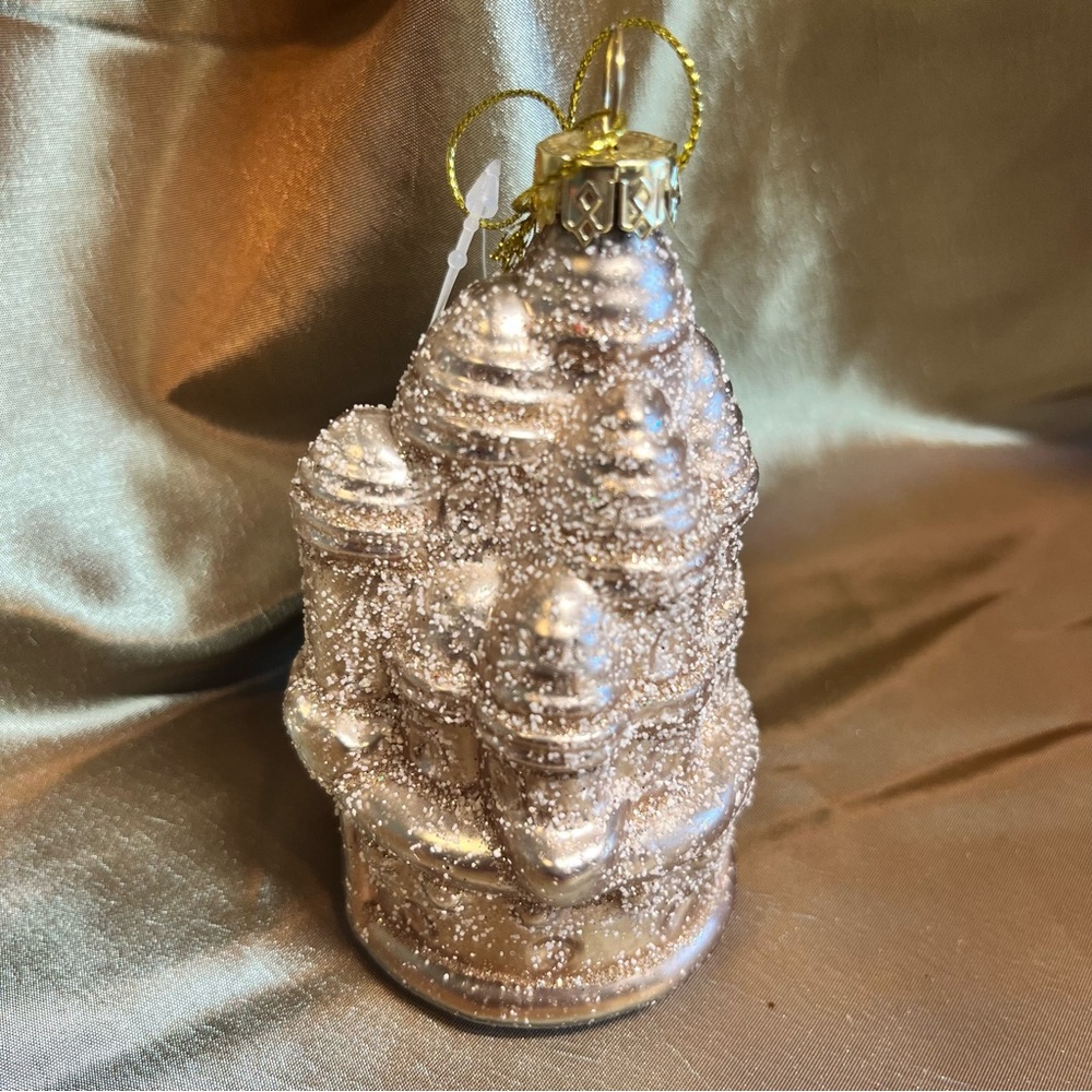 Christmas Ornament Elegant Gold Sand Castle Glass Glitter St. Nicholas Square